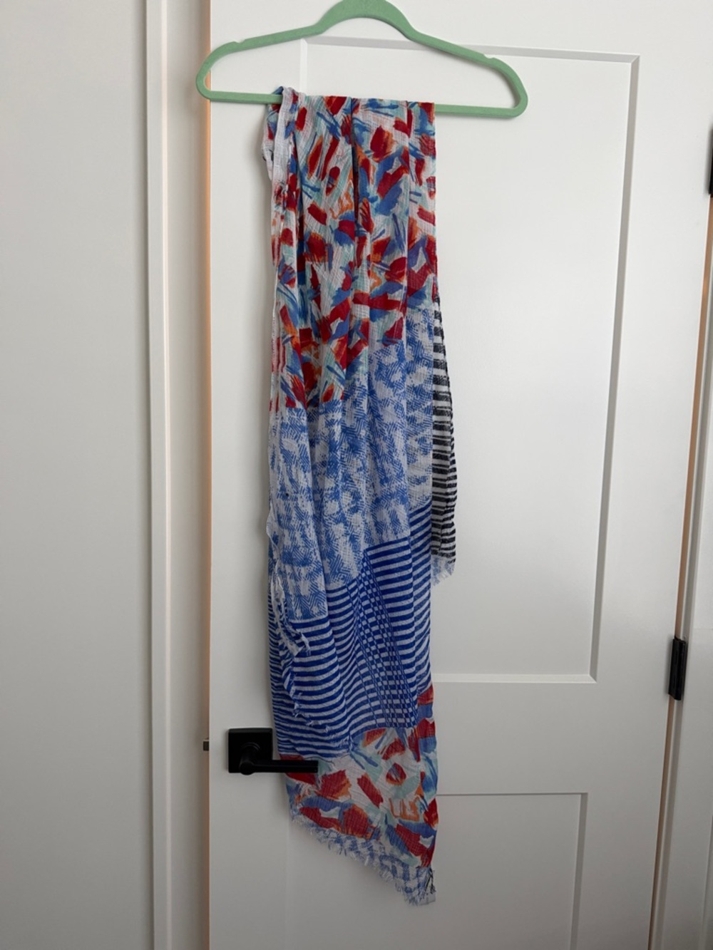 Lightweight Blue & Red Patterned Maxi scarf